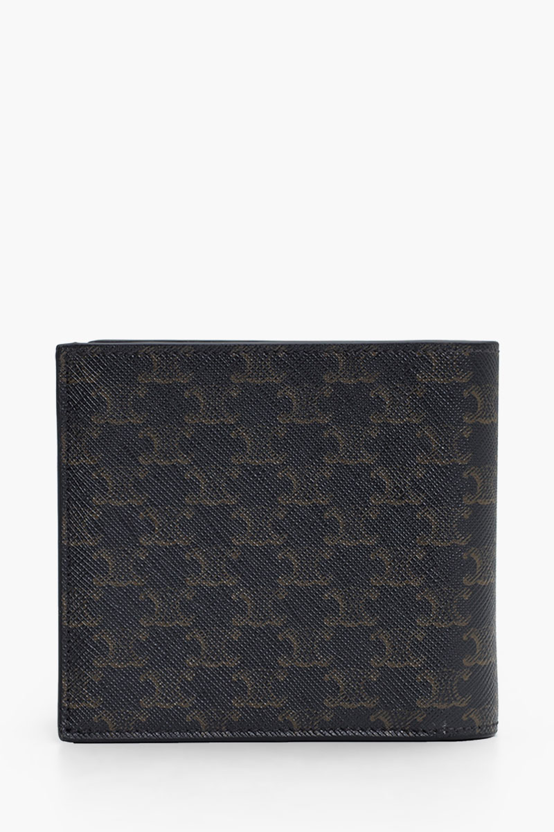 CELINE Men Triomphe Canvas Bi-Fold Wallet in Black 1