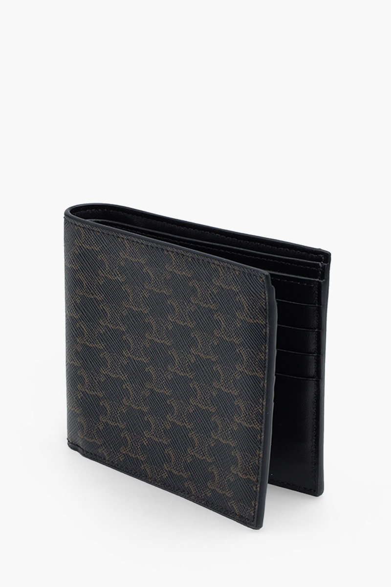 CELINE Men Triomphe Canvas Bi-Fold Wallet in Black 2