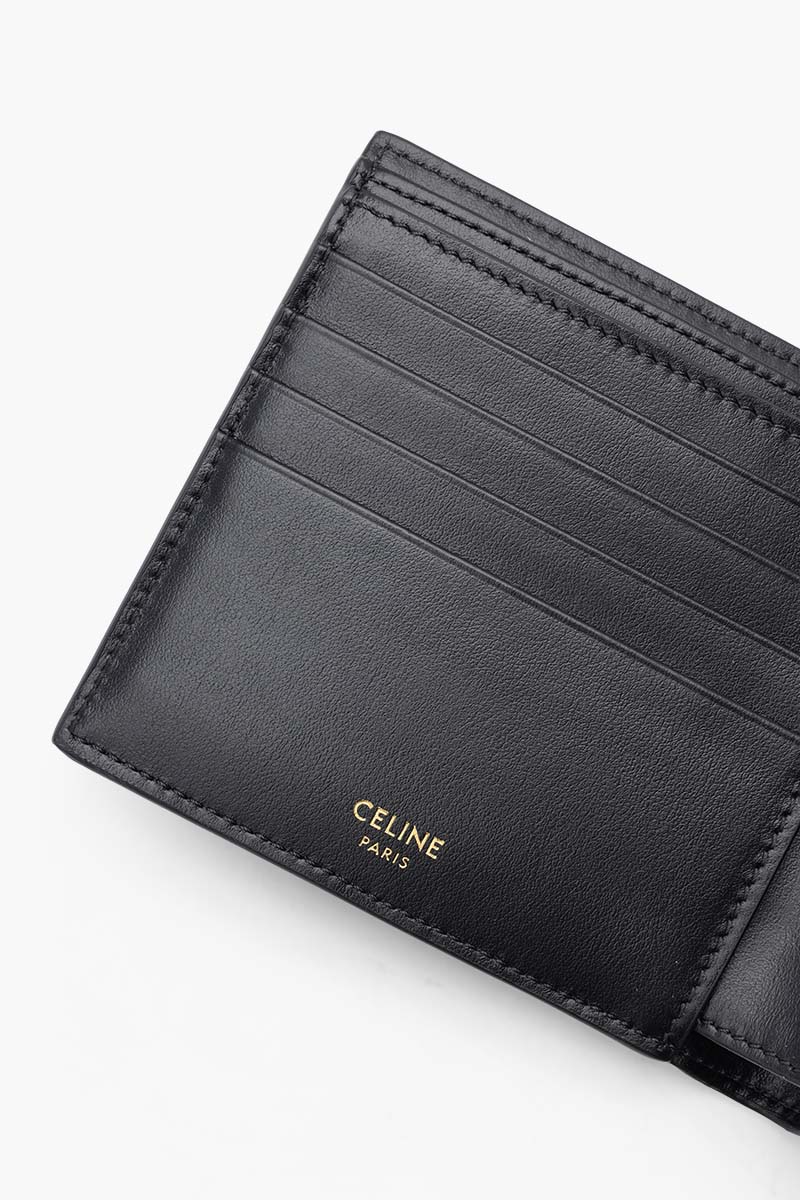 CELINE Men Triomphe Canvas Bi-Fold Wallet in Black 4