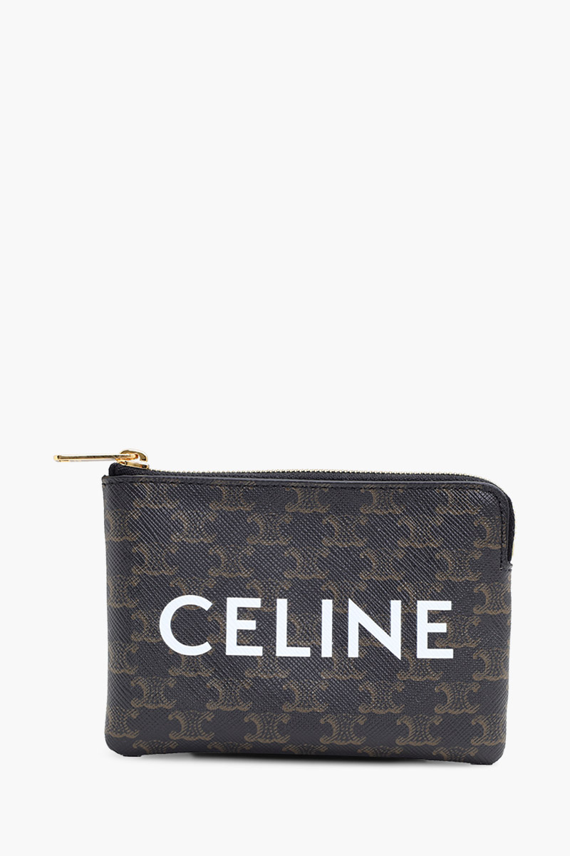 CELINE Triomphe Canvas Coin and Card Pouch in Black 0