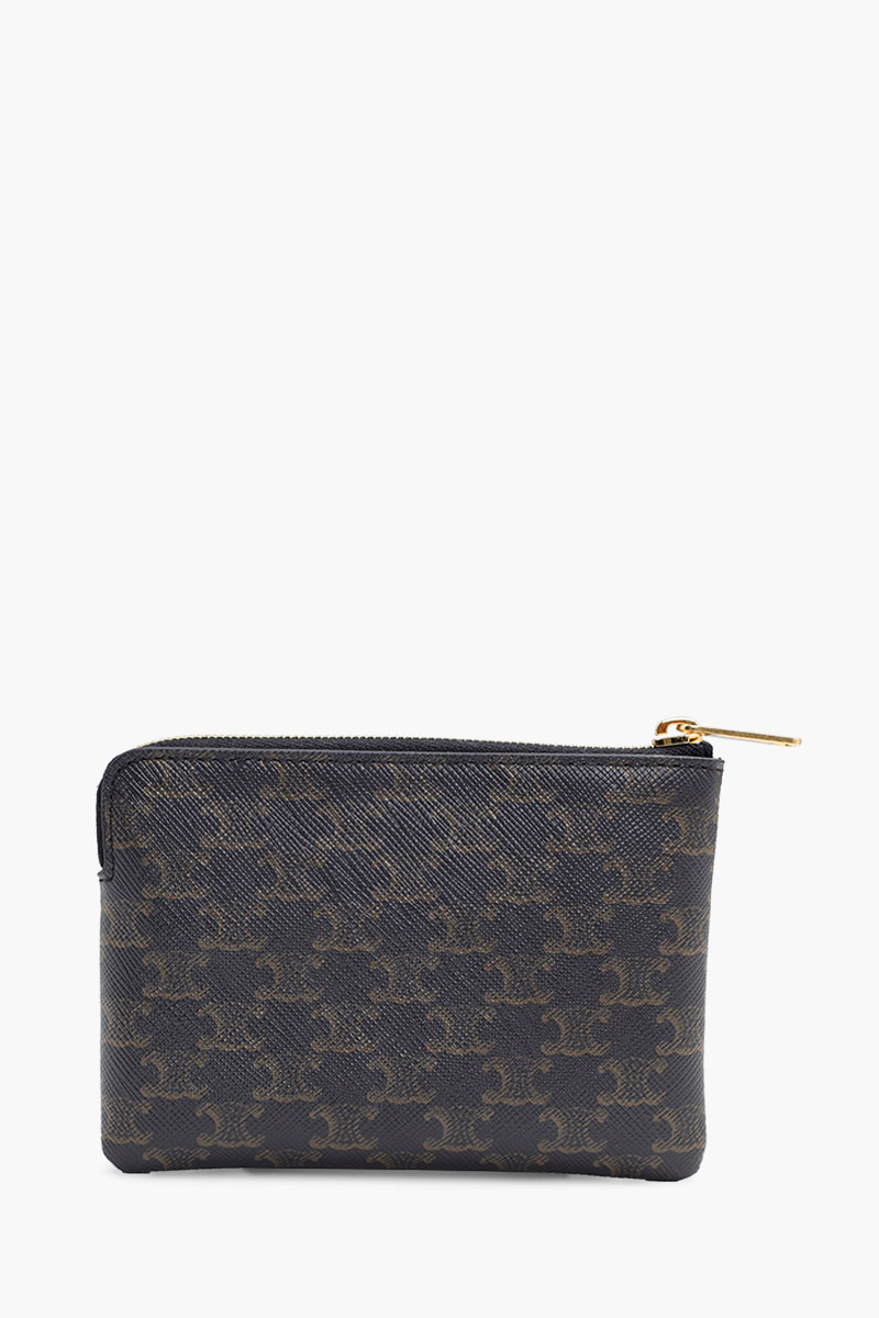 CELINE Triomphe Canvas Coin and Card Pouch in Black 1