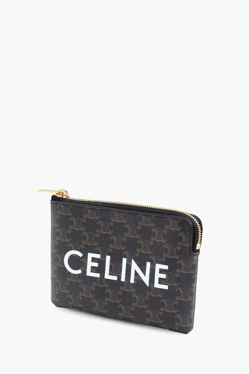 CELINE Triomphe Canvas Coin and Card Pouch in Black 2