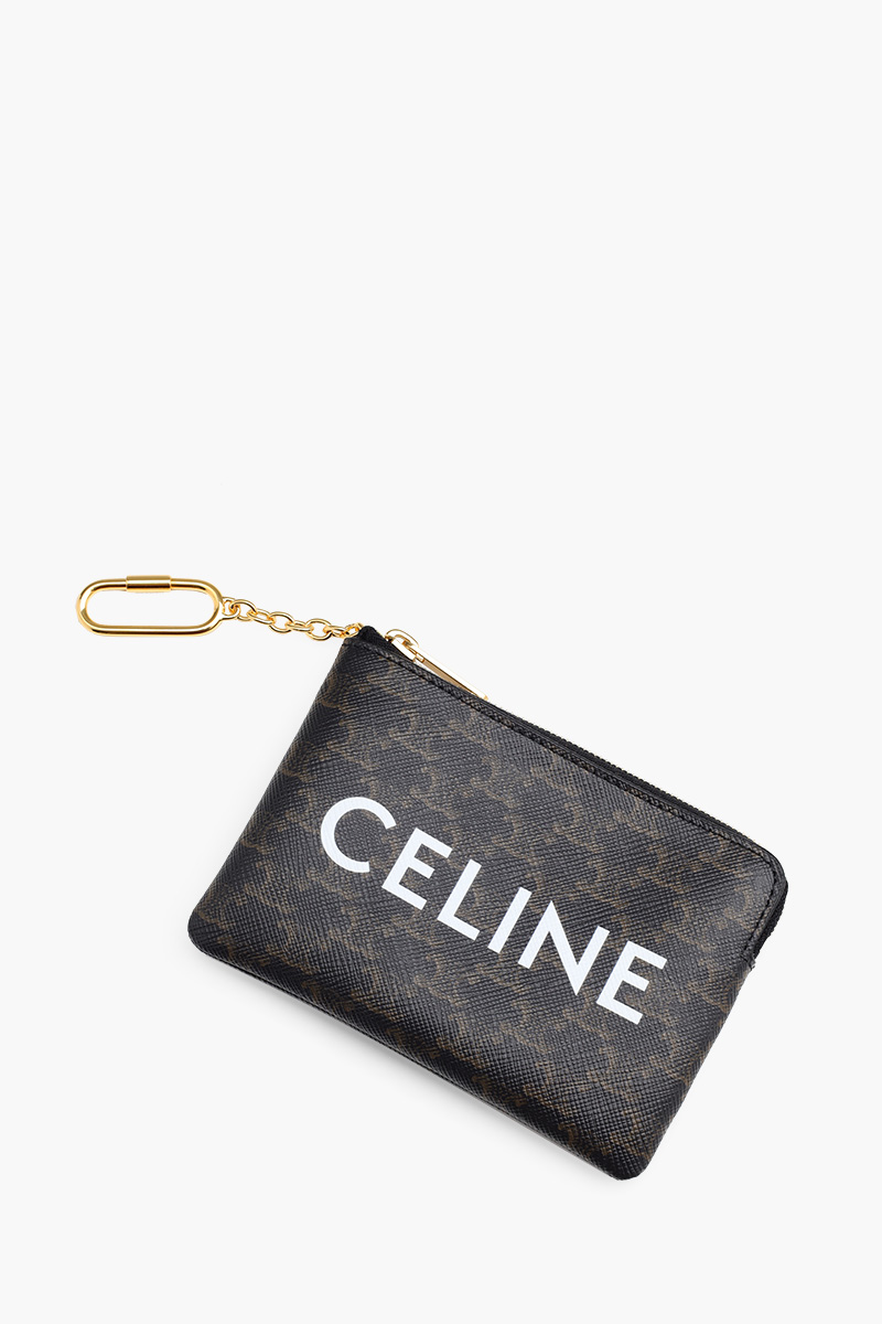 CELINE Triomphe Canvas Coin and Card Pouch in Black 3