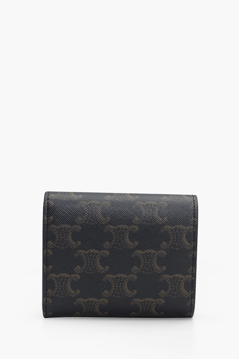 CELINE Small Triomphe Wallet in Black/Tan Triomphe Canvas 1