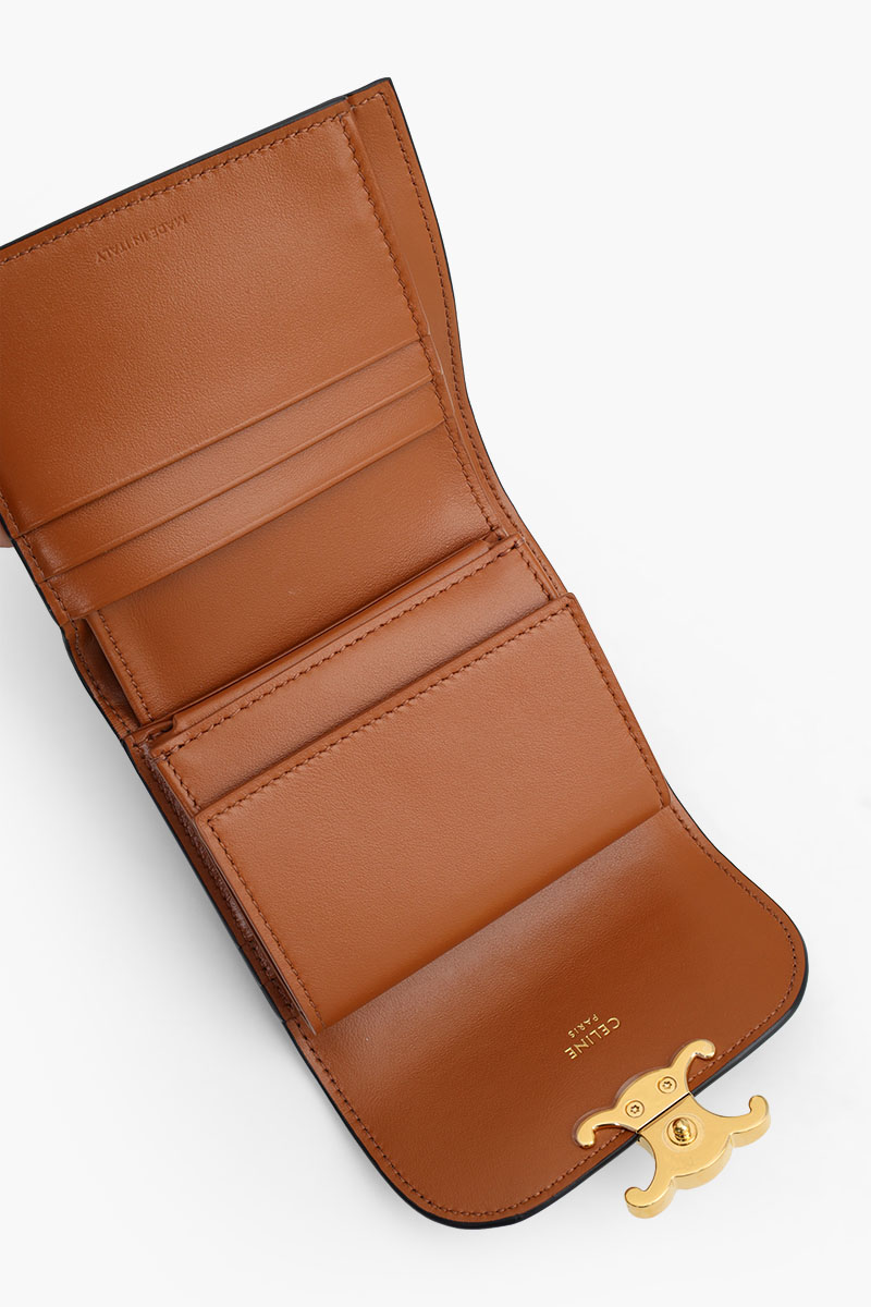 CELINE Small Triomphe Wallet in Black/Tan Triomphe Canvas 3