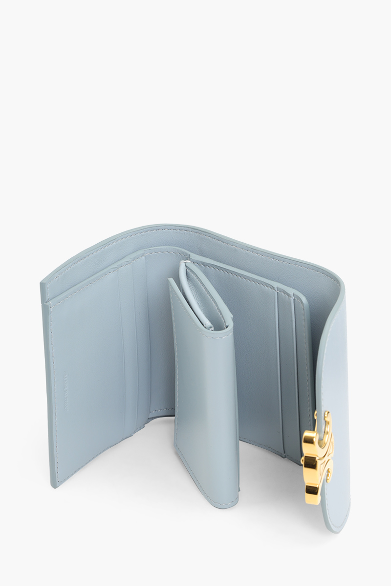 CELINE Small Triomphe Wallet in Ice Blue Shiny Calfskin 3