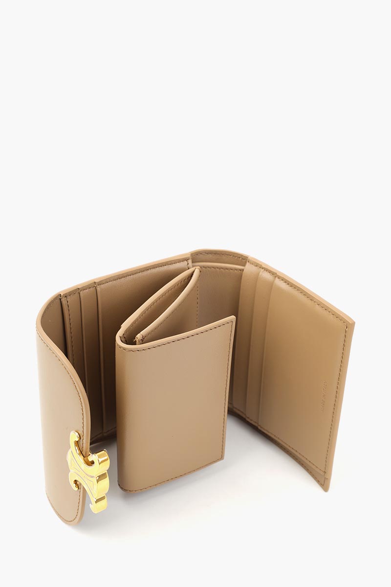 CELINE Small Triomphe Wallet in Smoked Brown Shiny Calfskin 3
