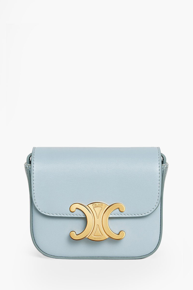 CELINE Women Mini Claude in Ice Blue Shiny Calfskin 0