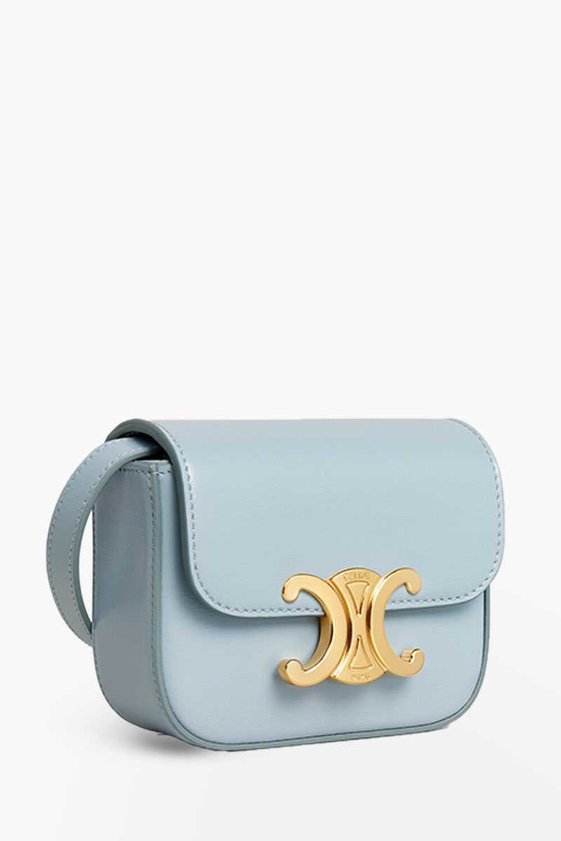 CELINE Women Mini Claude in Ice Blue Shiny Calfskin 2
