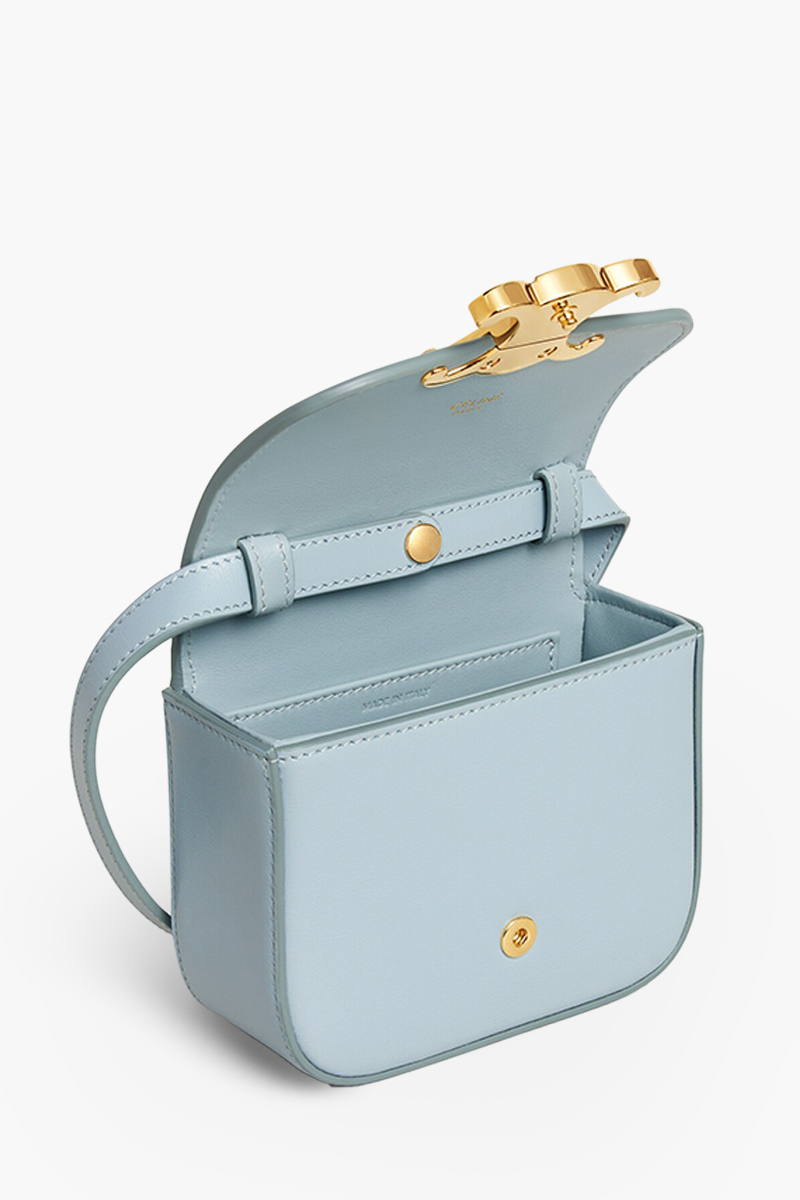 CELINE Women Mini Claude in Ice Blue Shiny Calfskin 3