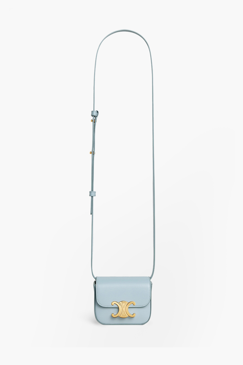 CELINE Women Mini Claude in Ice Blue Shiny Calfskin 4