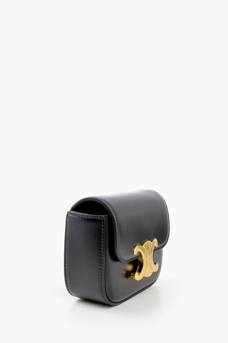 CELINE Women Mini Claude in Black Shiny Calfskin 1