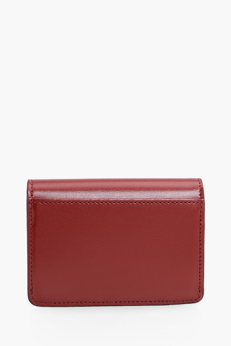 CELINE Card Holder With Flap Triomphe in Dark Ruby Shiny Calfskin 1