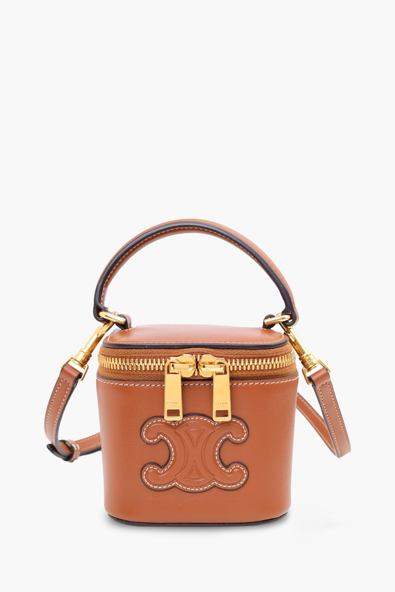 CELINE Mini Cuir Triomphe Vanity Case in Tan Smooth Calfskin 0