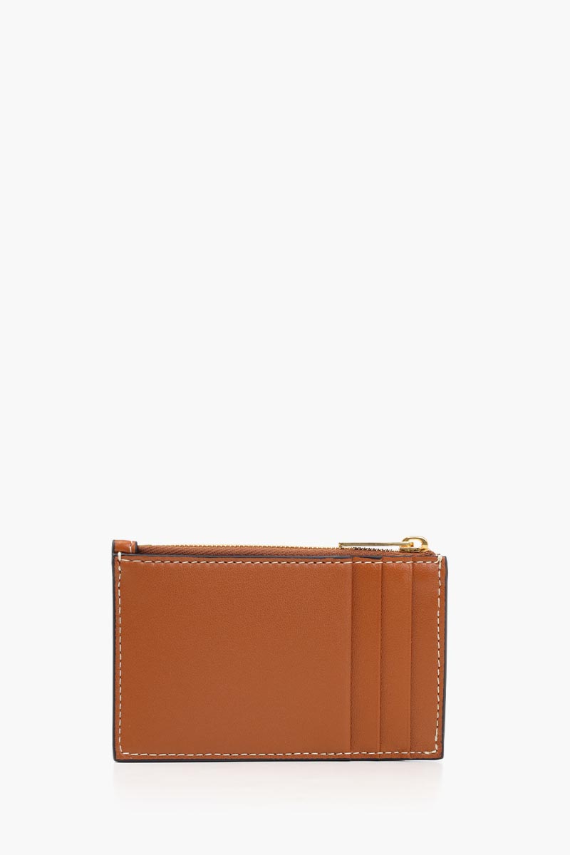 CELINE Zipped Card Holder Cuir Triomphe in Tan Smooth Lambskin 2