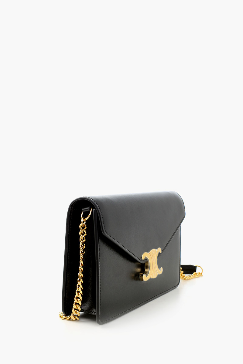 CELINE Triomphe Margo Wallet on Chain in Black Shiny Calfskin 1