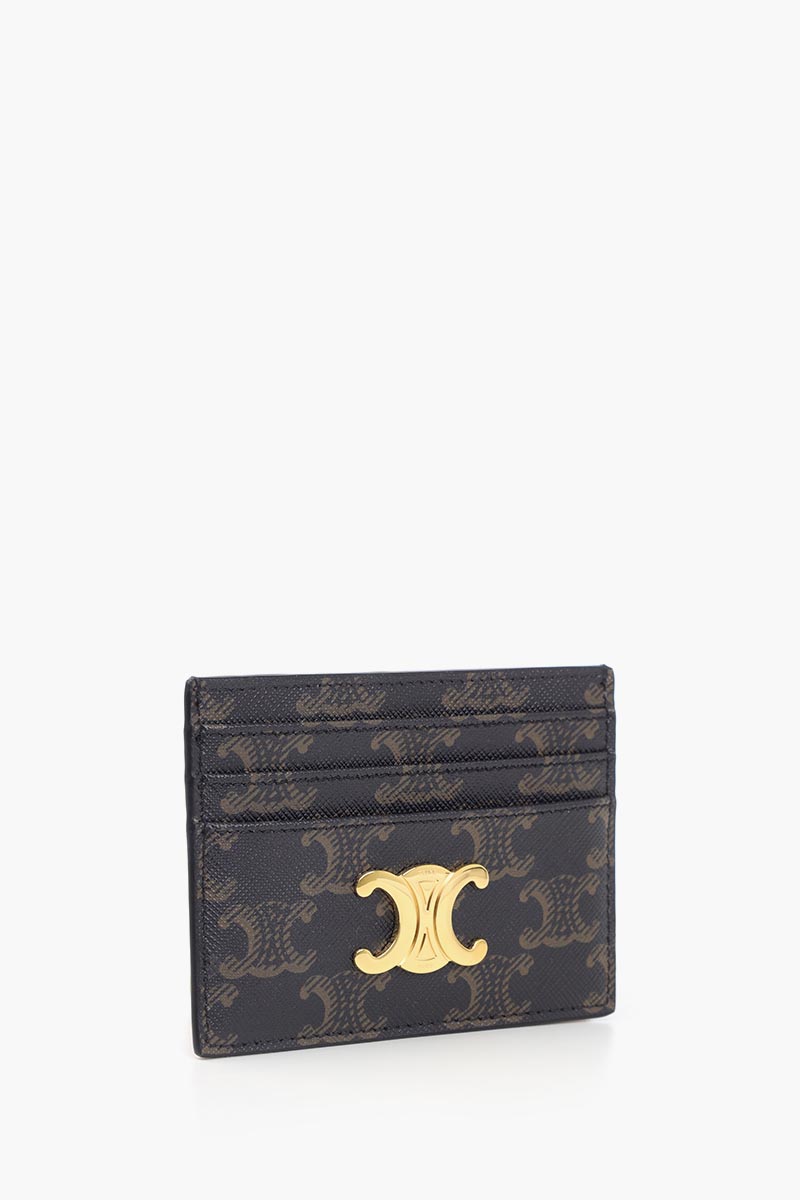 CELINE Triomphe Card Holder in Tan Triomphe Canvas 1