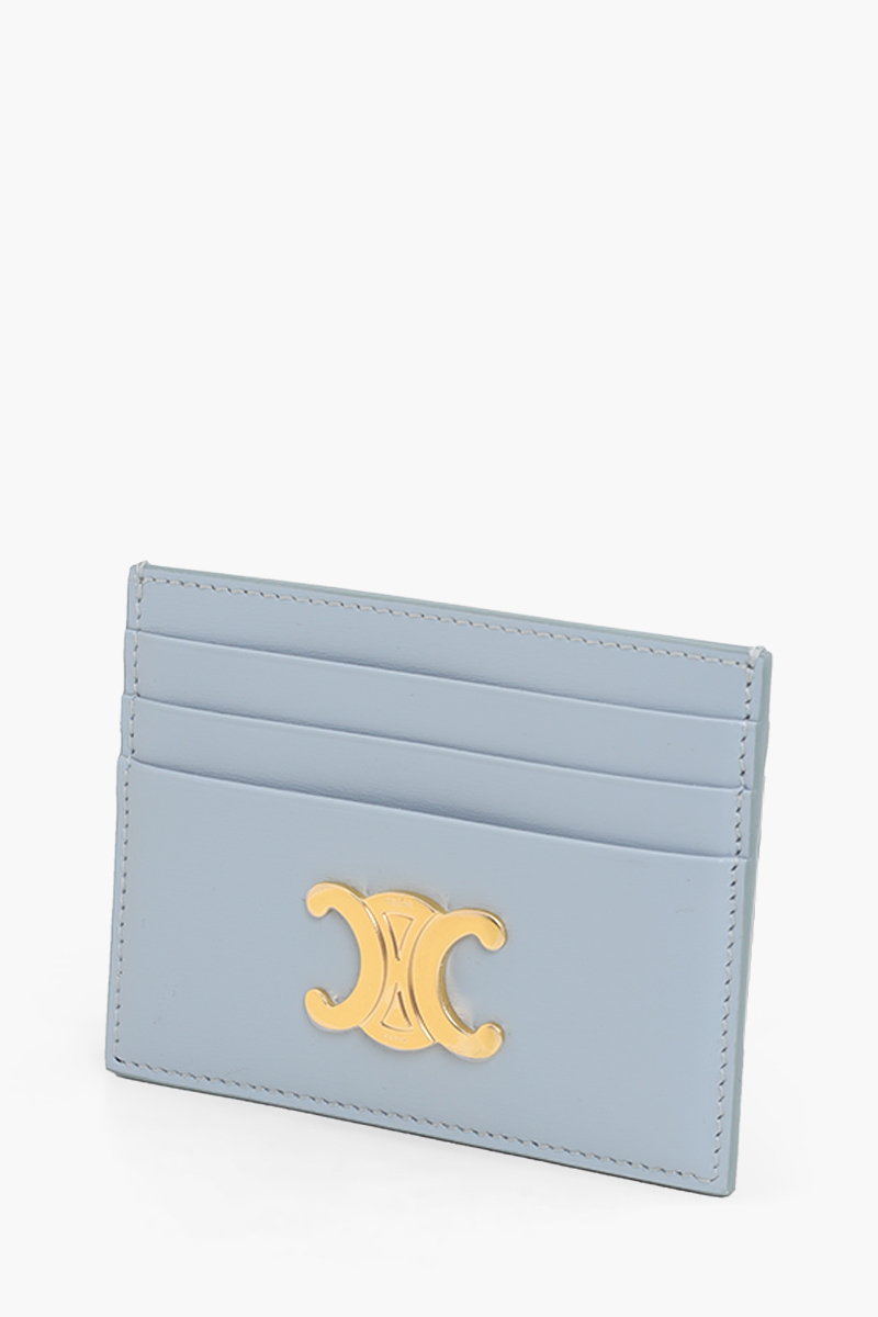 CELINE Women Triomphe Card Holder in Ice Blue Shiny Calfskin 2