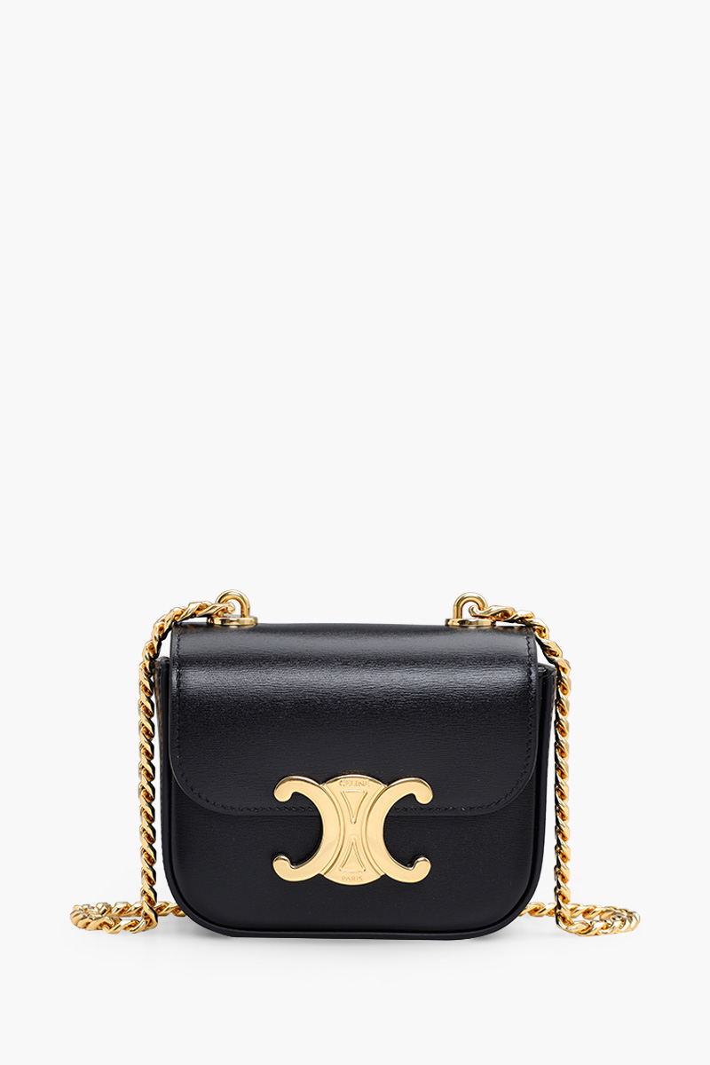 CELINE Women Mini Chain Claude in Black Shiny Calfskin 0