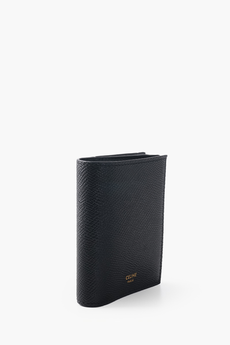 CELINE Triomphe Charms  Compact Wallet in Black Grained Calfskin 1