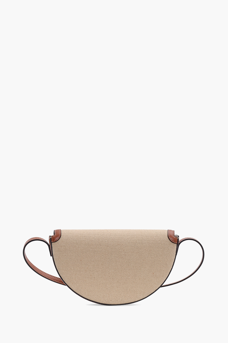 CELINE Besace Cuir Triomphe Crossbody Bag in Natural/Tan Textile and Calfskin 1