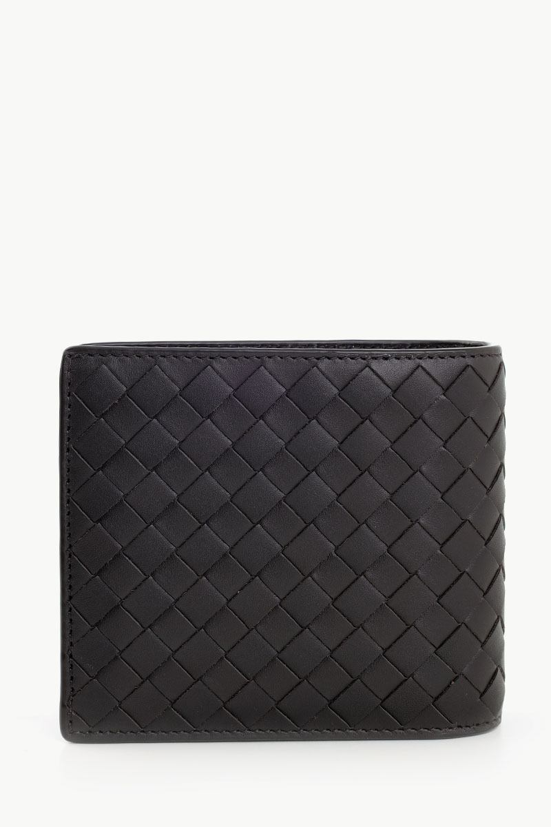 BOTTEGA VENETA Intrecciato Bi-Fold Wallet in Dark Brown Calfskin with 8 Card Slots 2