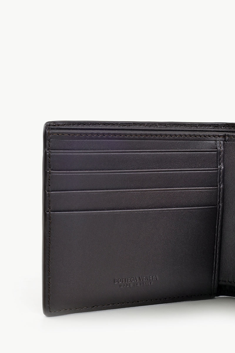 BOTTEGA VENETA Intrecciato Bi-Fold Wallet in Dark Brown Calfskin with 8 Card Slots 3