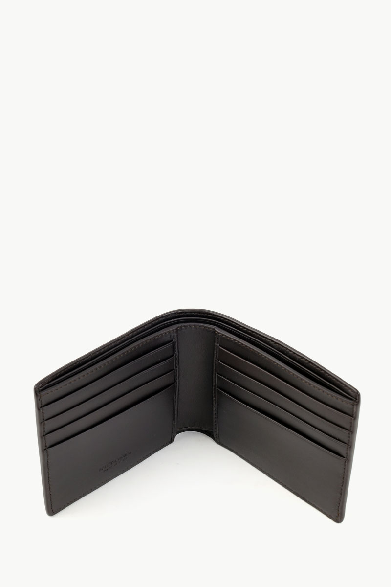 BOTTEGA VENETA Intrecciato Bi-Fold Wallet in Dark Brown Calfskin with 8 Card Slots 4
