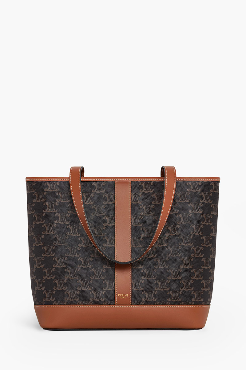 CELINE Small Triomphe Cabas Tote in Tan Canvas 0