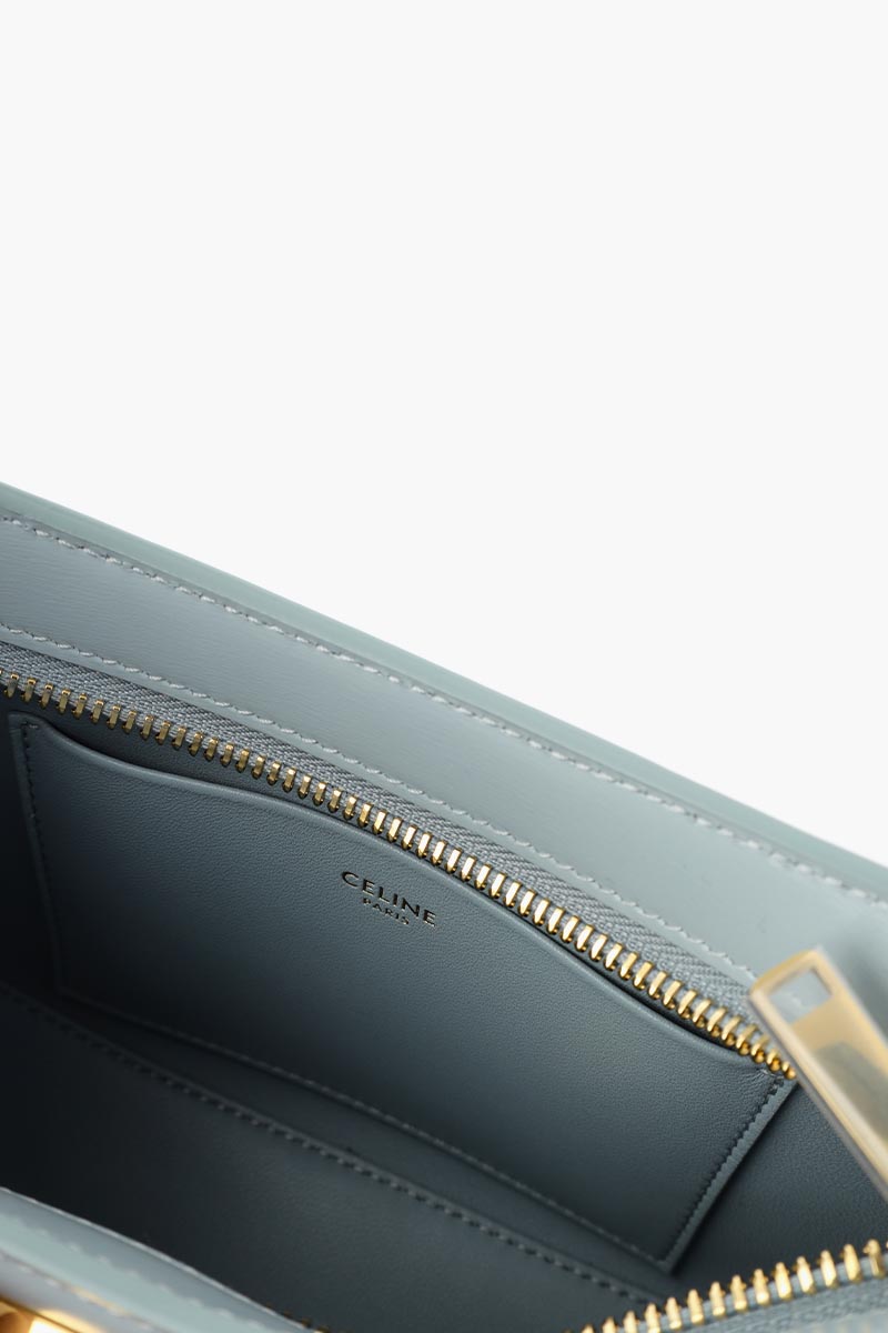 CELINE Medium Tilly Shoulder Bag in Ice Blue Shiny Calfskin 3