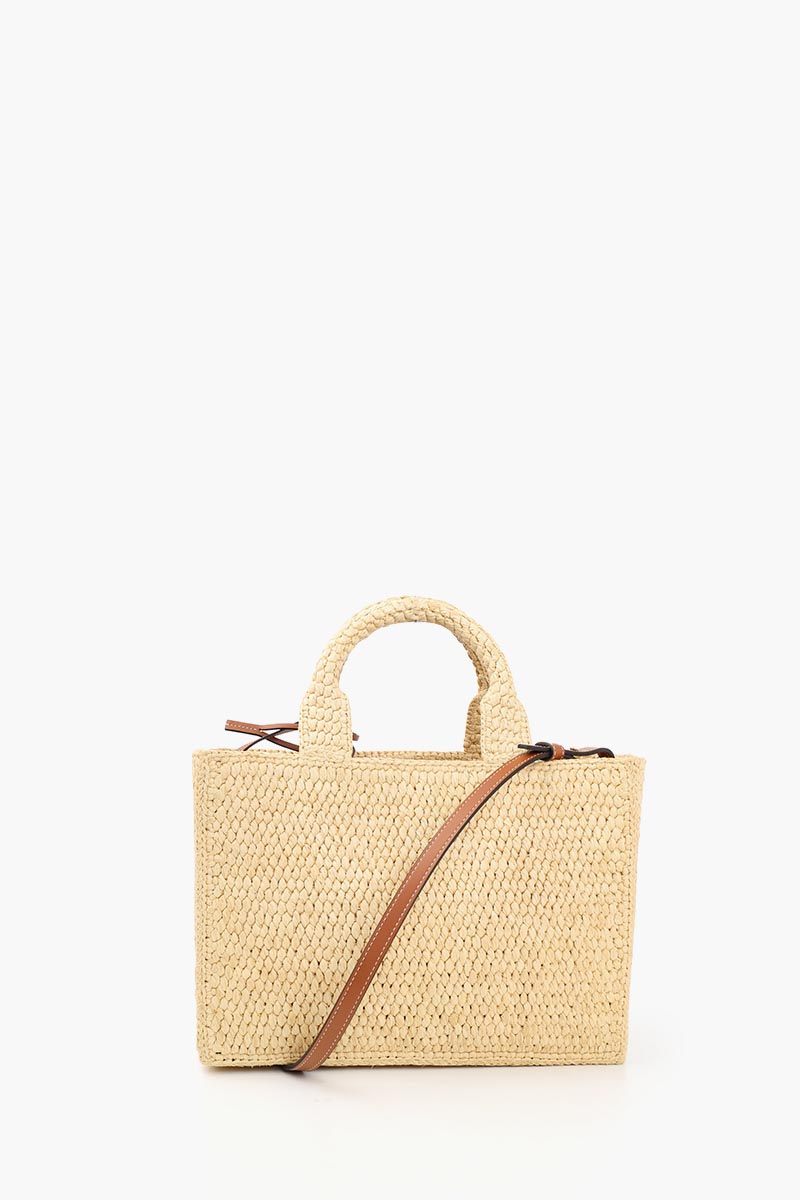 CELINE Small Cabas Thais in Tan Raffia x Calfskin 2