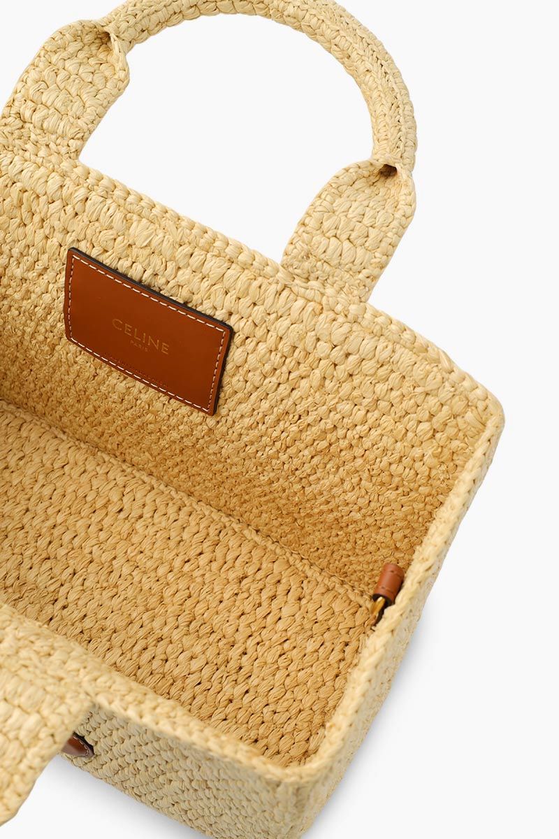 CELINE Small Cabas Thais in Tan Raffia x Calfskin 4