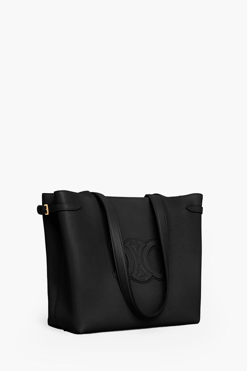 CELINE Small Cabas Anais Cuir Triomphe Shoulder Bag in Black Grained Calfskin 3