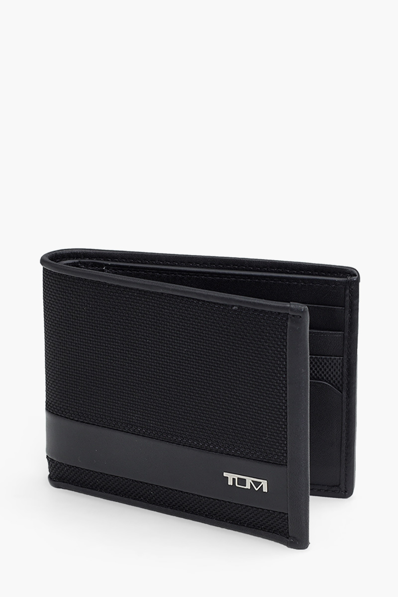 TUMI Alpha Global Double Billfold Wallet in Black Ballistic Nylon 2