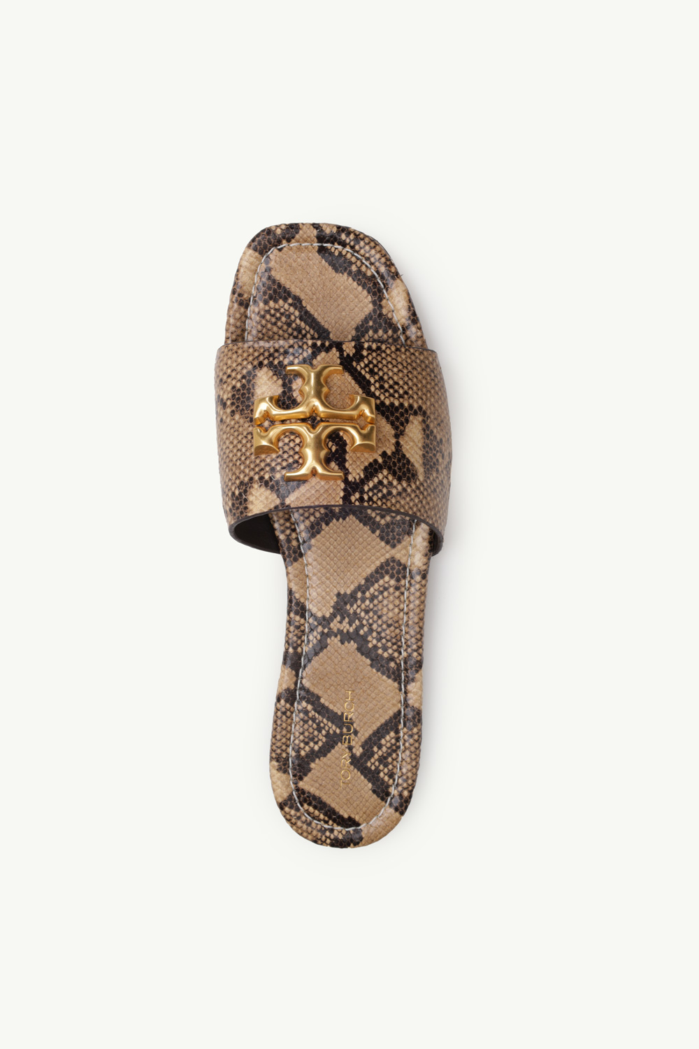 TORY BURCH Women Eleanor Slide in Desert Dusk Snake Embossed Leather GHW 3