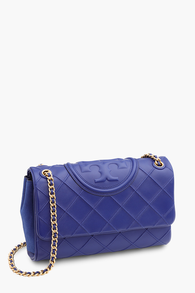 TORY BURCH Fleming Soft Convertible Diamond Pattern Shoulder Bag in Navy Day Leather x Suede 2