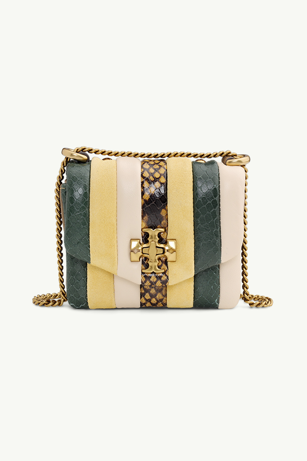 TORY BURCH Nano Kira Patchwork Shoulder Bag in Yellow Multicolor Quilted 0