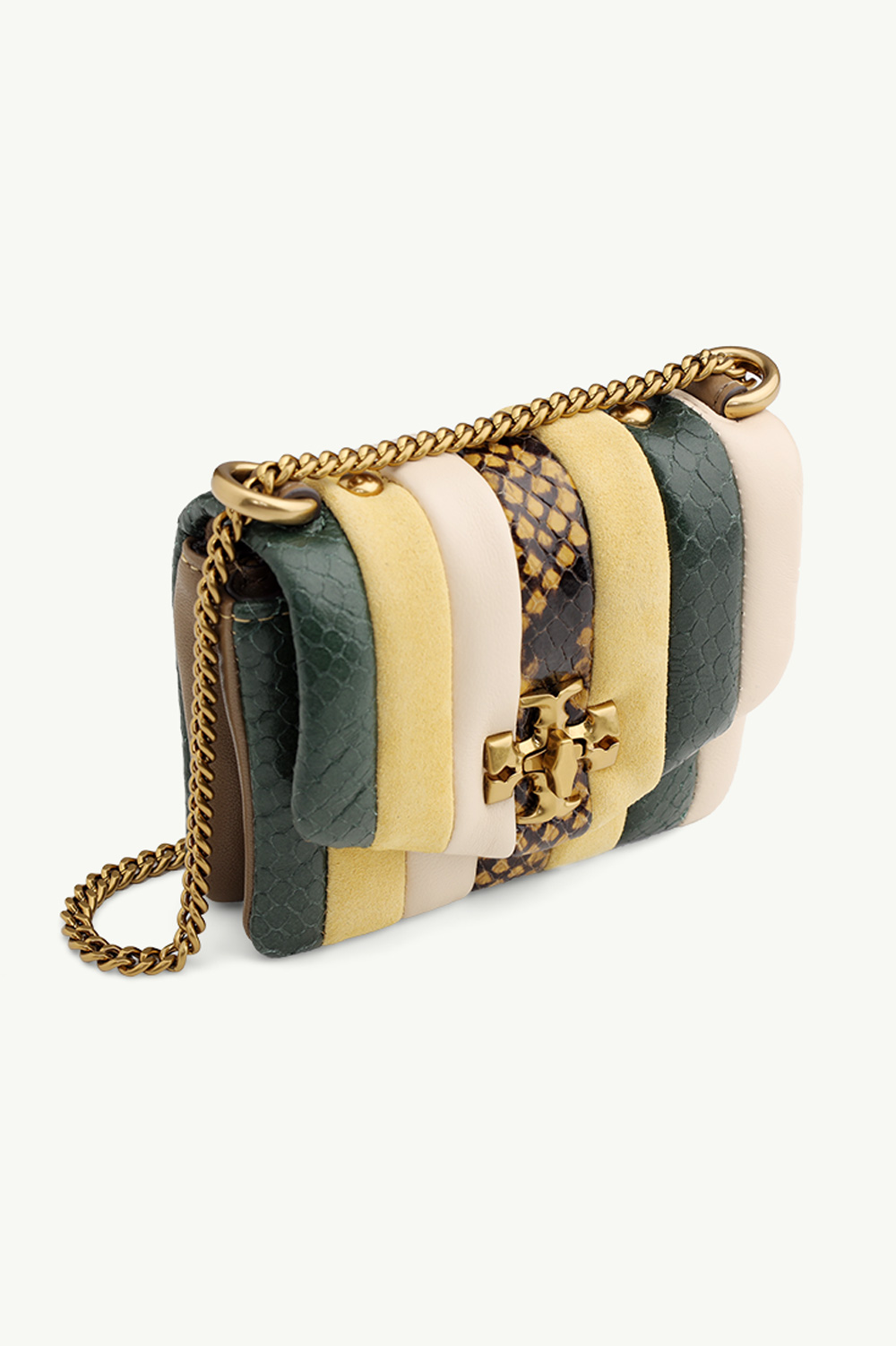 TORY BURCH Nano Kira Patchwork Shoulder Bag in Yellow Multicolor Quilted 2