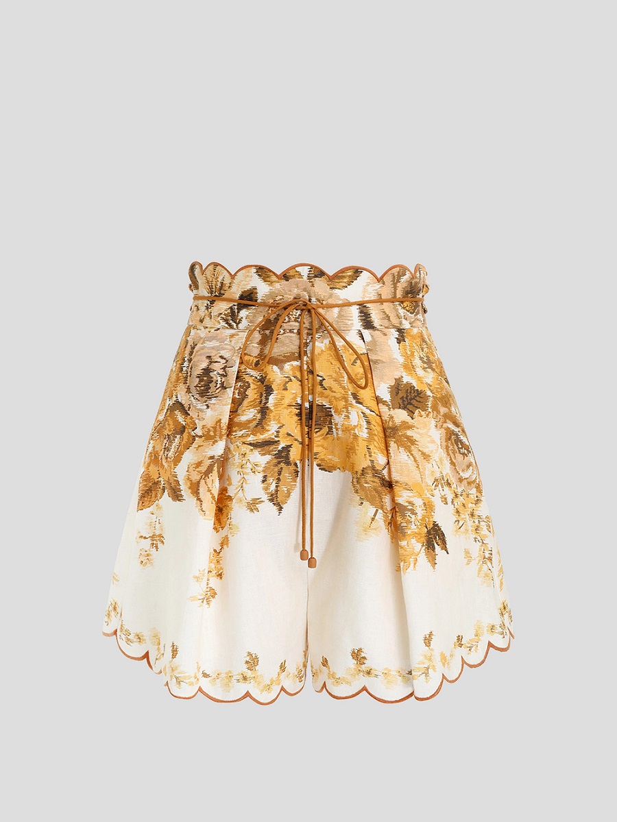 ZIMMERMANN Aliane Floral Linen Shorts in Amber Multicolors 0