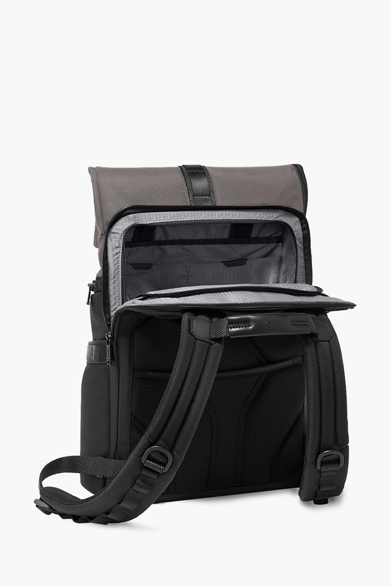 
TUMI Alpha Bravo Logistics Flap Lid Backpack in Charcoal Ballistic Nylon 1