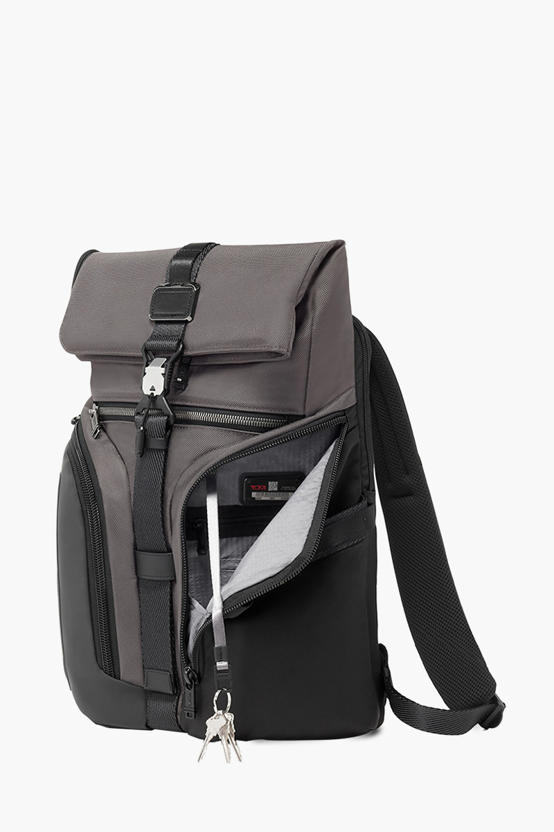 
TUMI Alpha Bravo Logistics Flap Lid Backpack in Charcoal Ballistic Nylon 3