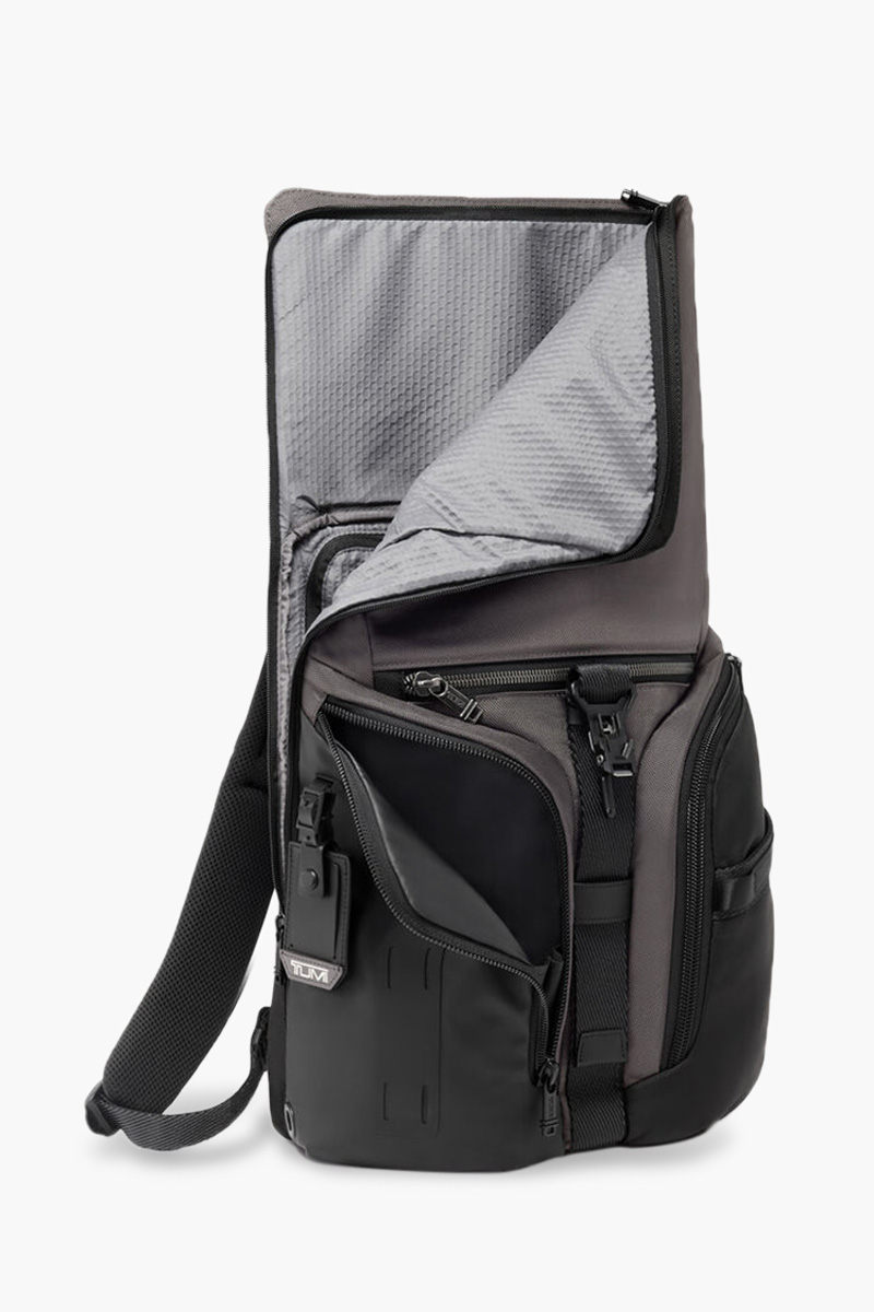 
TUMI Alpha Bravo Logistics Flap Lid Backpack in Charcoal Ballistic Nylon 4