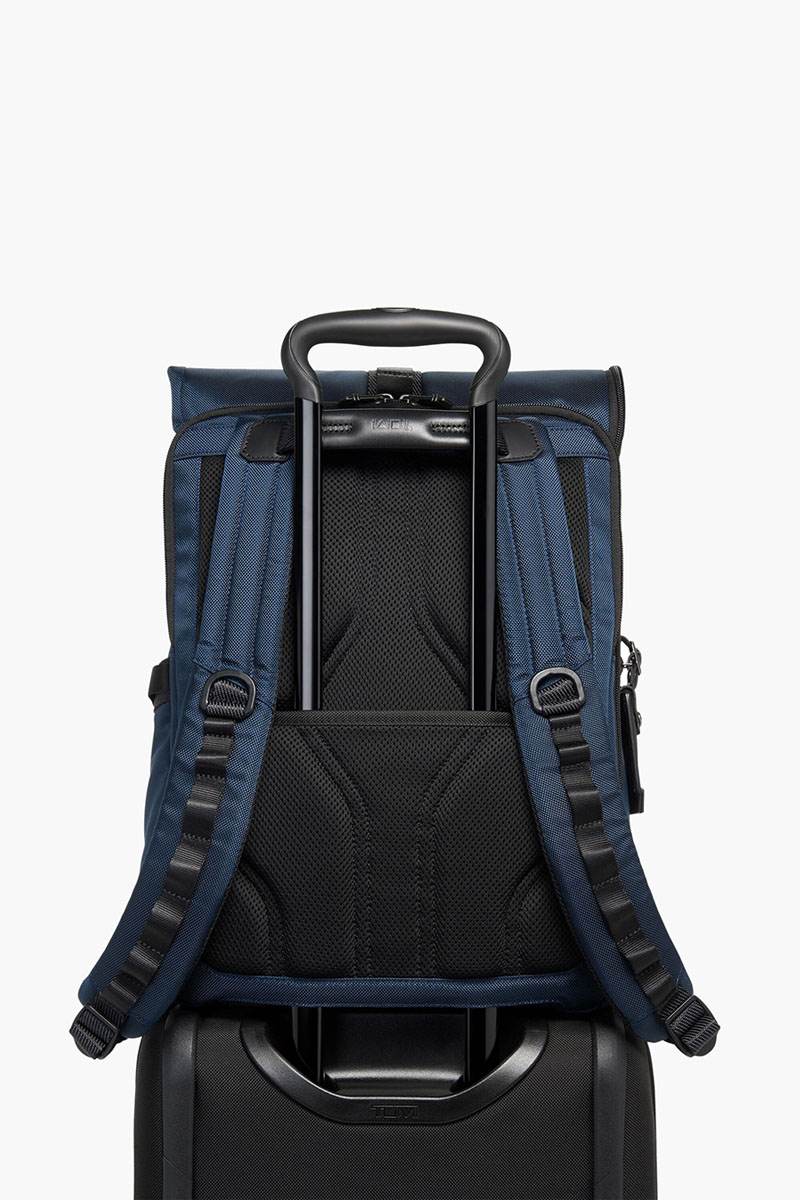 
TUMI Alpha Bravo Logistics Flap Lid Backpack in Navy Ballistic Nylon 1