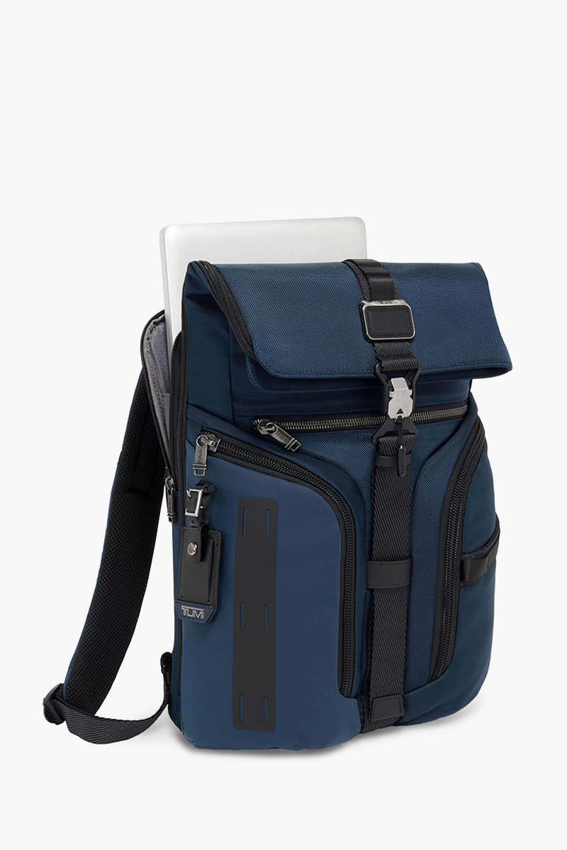 
TUMI Alpha Bravo Logistics Flap Lid Backpack in Navy Ballistic Nylon 2