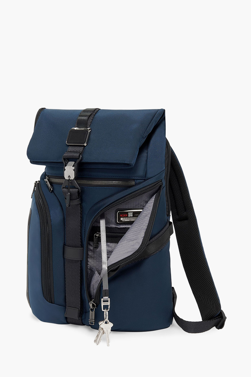 
TUMI Alpha Bravo Logistics Flap Lid Backpack in Navy Ballistic Nylon 3