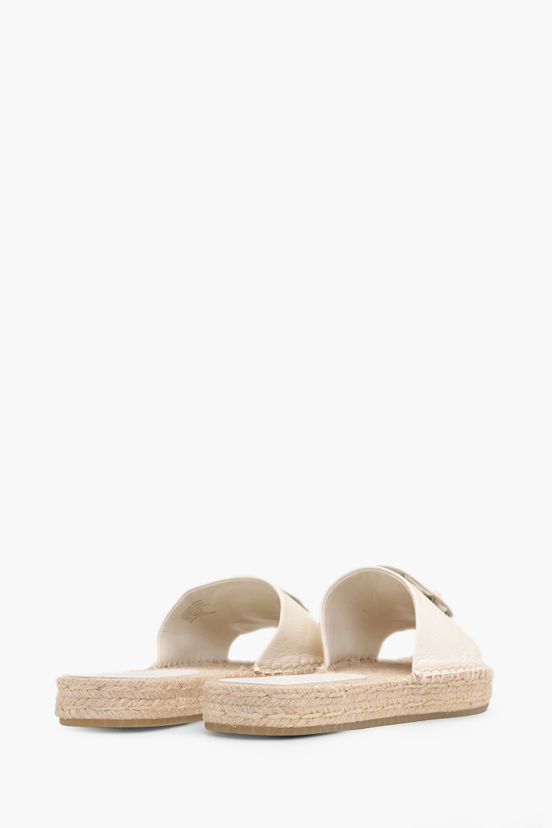 TORY BURCH Woven Double T Espadrille Slide in New Ivory/New Ivory Leather 2