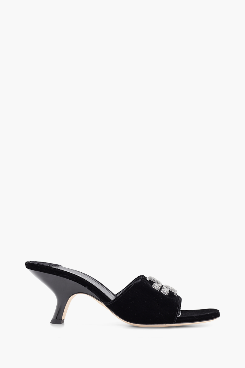 TORY BURCH Eleanor Pave Mules 65mm in Black Velvet 0