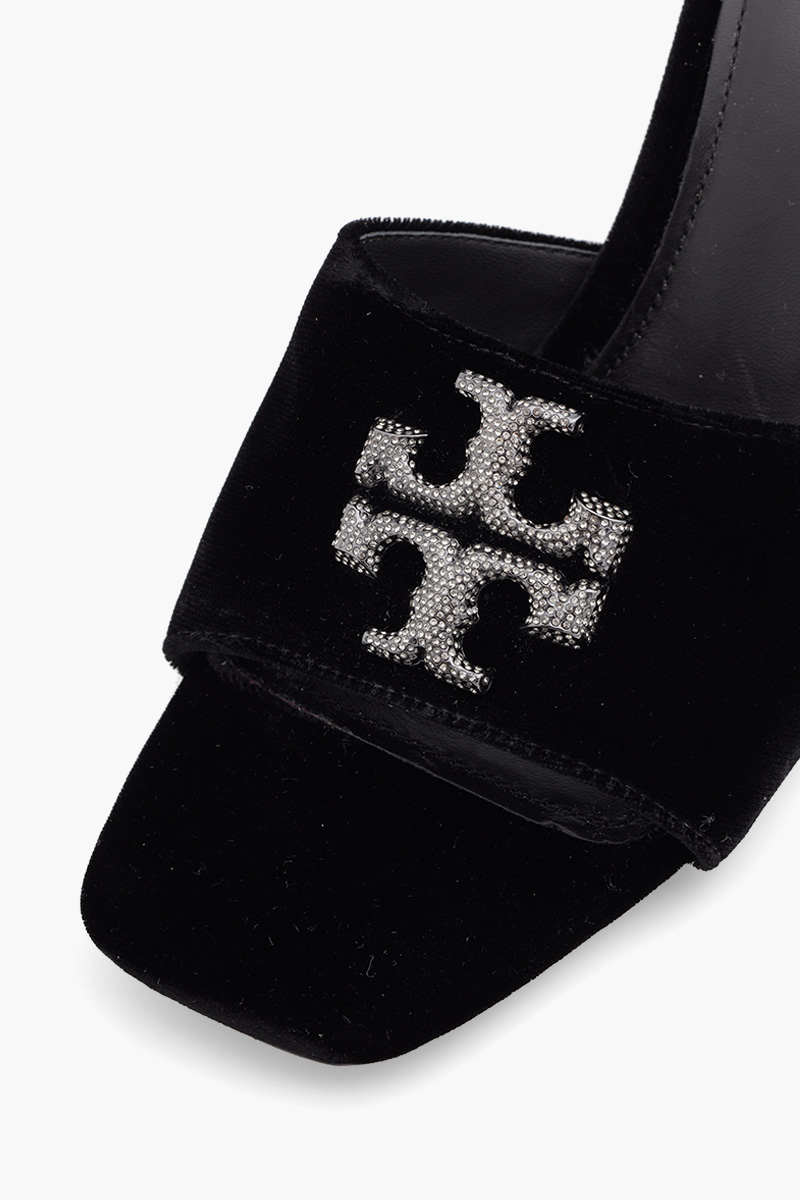 TORY BURCH Eleanor Pave Mules 65mm in Black Velvet 4