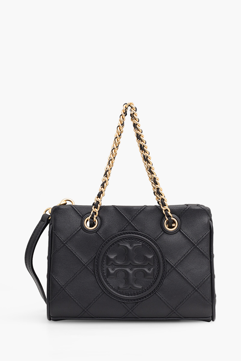 TORY BURCH Mini Fleming Soft Chain Tote Bag in Black GHW 0