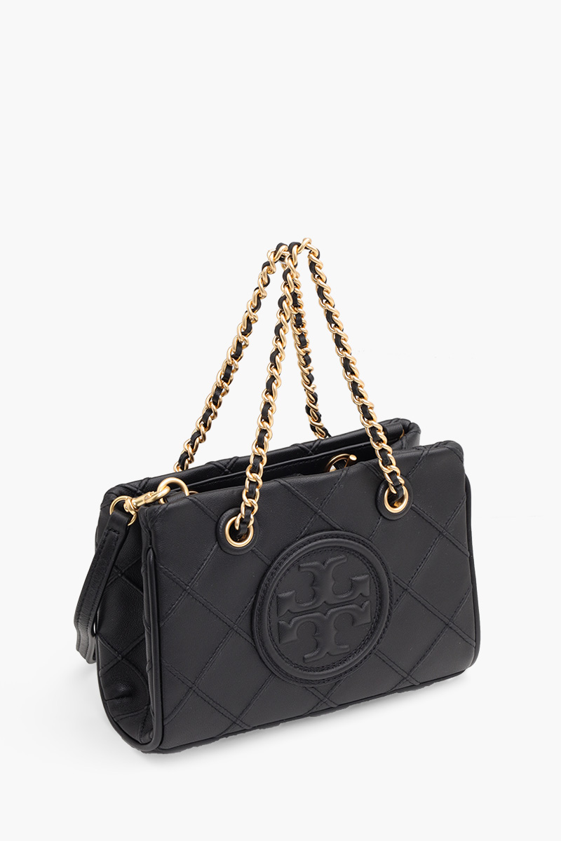 TORY BURCH Mini Fleming Soft Chain Tote Bag in Black GHW 2